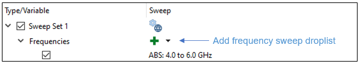 Add frequency sweep drop-down list