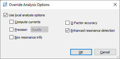 Override Analysis Option