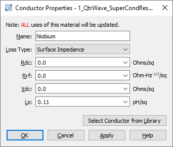 Surface Impedance dialog box