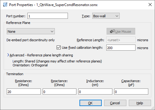 Port Properties dialog box