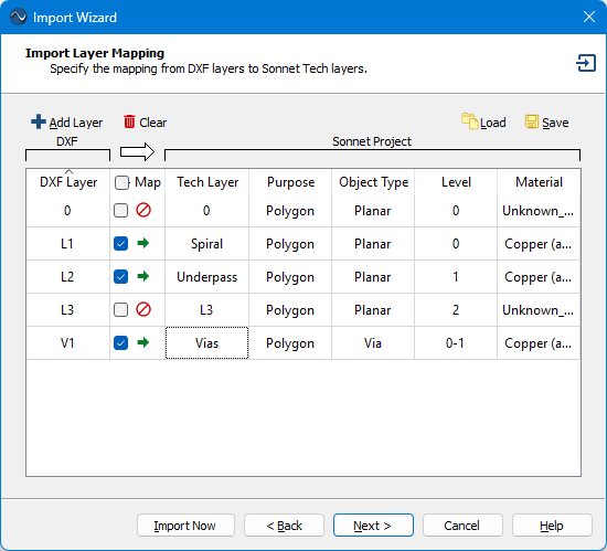 Layer Mapping page