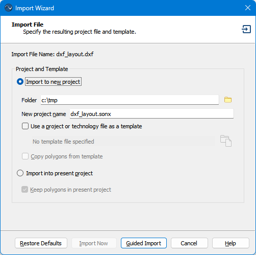 Import Wizard - first page