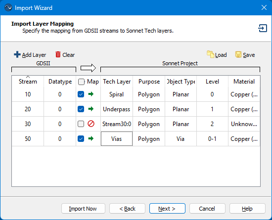 Layer Mapping page