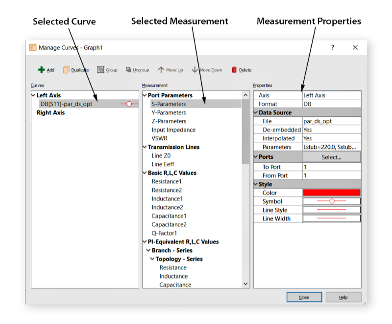 Manage Curves Dialog Box