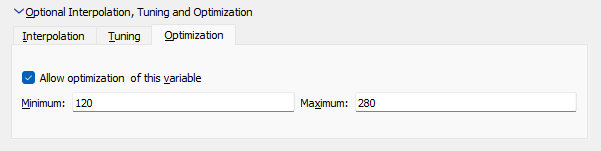 Optimization tab