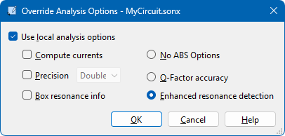 local override dialog box