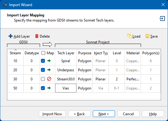 Layer Mapping page