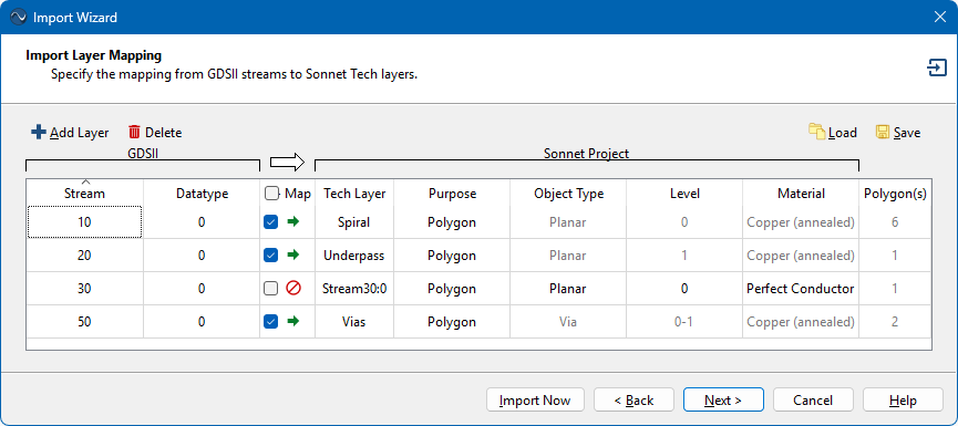 GDSII Layer Mapping Page
